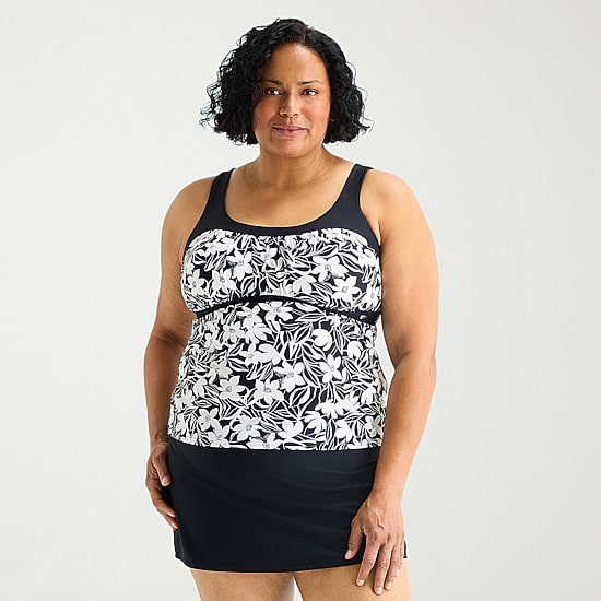 ZeroXposur Womens Comfort Straps Floral Plus Tankini Swimsuit Top