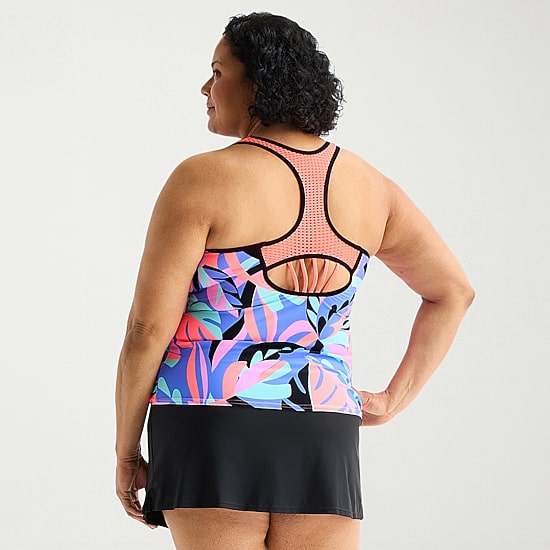 ZeroXposur Womens Built In Bra Plus Tankini Swimsuit Top