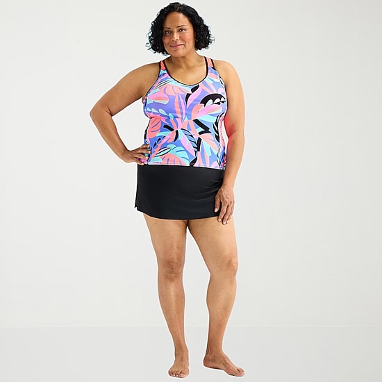 ZeroXposur Womens Built In Bra Plus Tankini Swimsuit Top