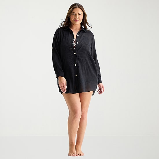 Sonnet Shores Womens Plus Dress Swimsuit Cover-Up