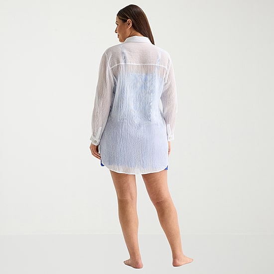 Sonnet Shores Womens Plus Dress Swimsuit Cover-Up