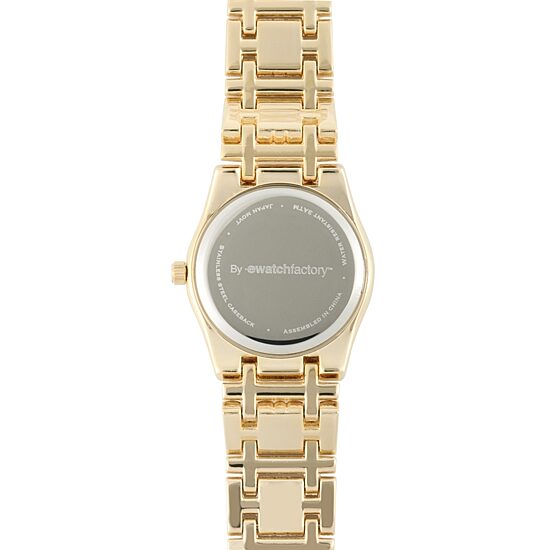 Personalized Dial Womens Diamond-Accent Gold-Tone Bracelet Watch