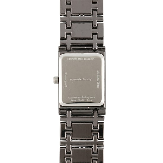 Personalized Dial Womens Diamond-Accent Square Black Bracelet Watch