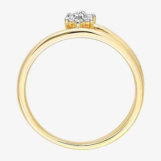 Womens Diamond Accent Natural White Diamond 18K Gold Over Silver Flower Delicate Stackable Ring