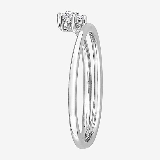 Womens Diamond Accent Natural White Diamond Sterling Silver Flower Delicate Stackable Ring