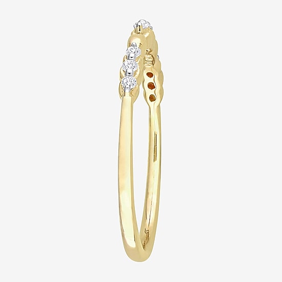 Womens 1/10 CT. T.W. Natural White Diamond 18K Gold Over Silver Delicate Stackable Ring