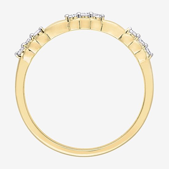 Womens 1/10 CT. T.W. Natural White Diamond 18K Gold Over Silver Delicate Stackable Ring