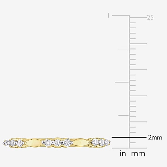 Womens 1/10 CT. T.W. Natural White Diamond 18K Gold Over Silver Delicate Stackable Ring