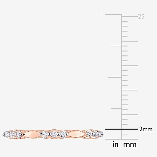 Womens 1/10 CT. T.W. Natural White Diamond 18K Rose Gold Over Silver Delicate Stackable Ring