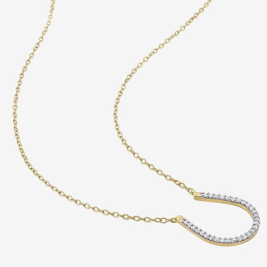 Horseshoe Womens 1/6 CT. T.W. Natural White Diamond 18K Gold Over Silver 18 Inch Pendant Necklace