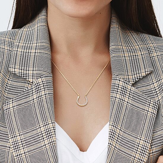 Horseshoe Womens 1/6 CT. T.W. Natural White Diamond 18K Gold Over Silver 18 Inch Pendant Necklace