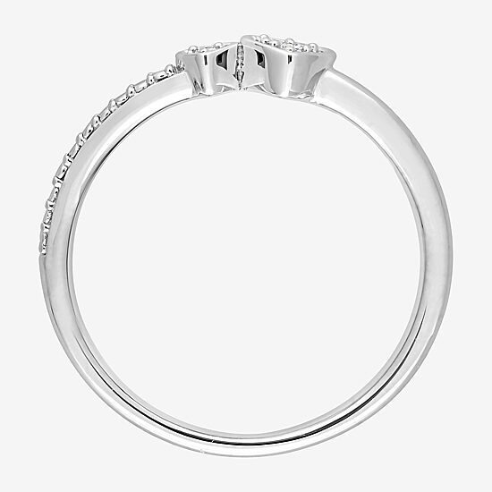 Womens Diamond Accent Natural White Diamond Sterling Silver Heart Delicate Stackable Ring