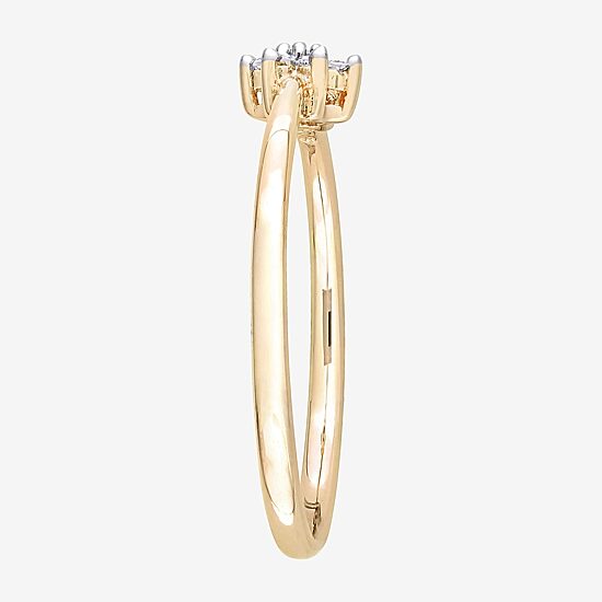 Womens Diamond Accent Natural White Diamond 18K Gold Over Silver Flower Delicate Stackable Ring