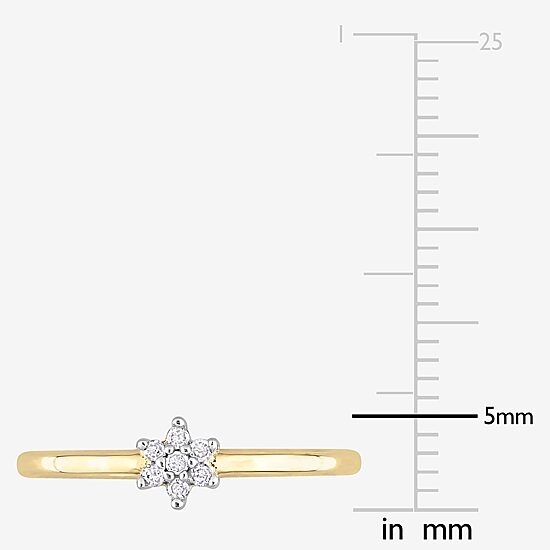 Womens Diamond Accent Natural White Diamond 18K Gold Over Silver Flower Delicate Stackable Ring
