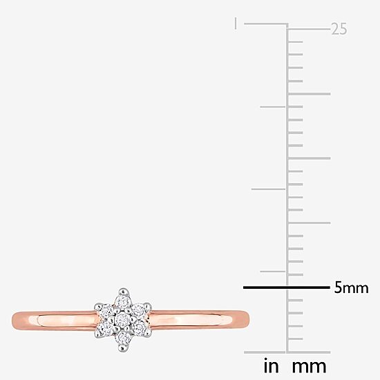 Womens Diamond Accent Natural White Diamond 18K Rose Gold Over Silver Flower Delicate Stackable Ring
