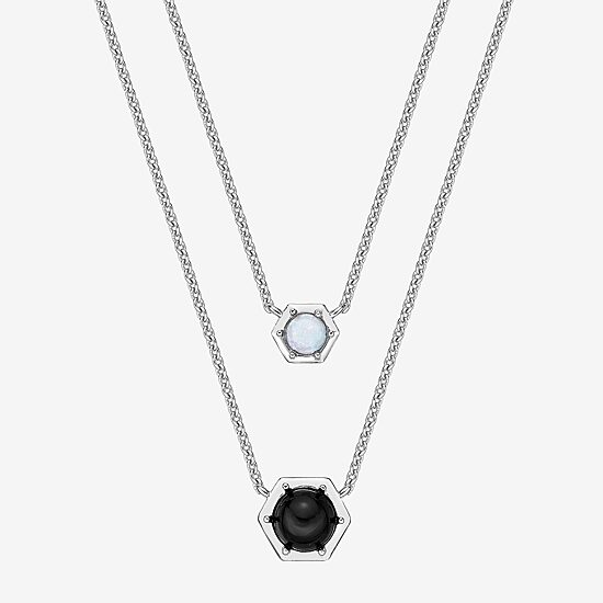 Womens Genuine Black Onyx Sterling Silver Round 18 Inch Pendant Necklace