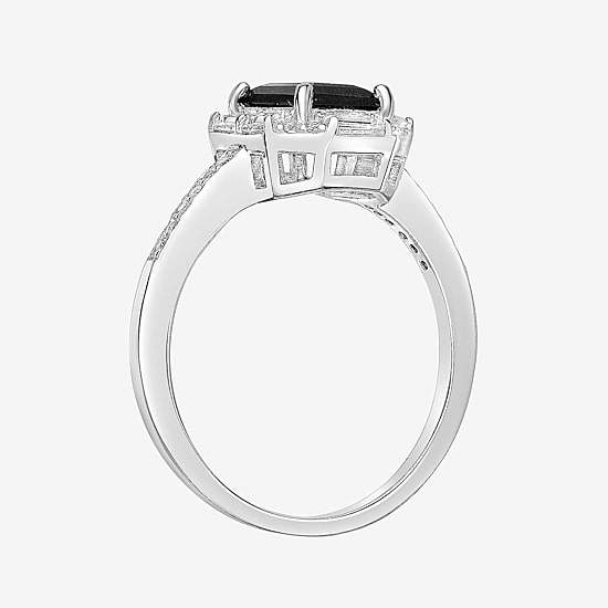 Womens Genuine Black Onyx Sterling Silver Cocktail Ring