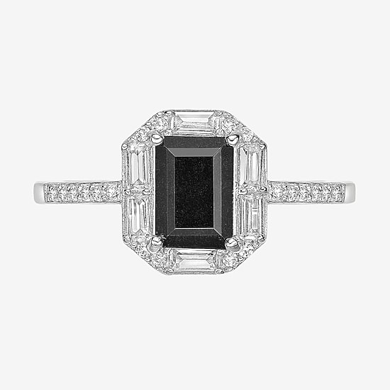 Womens Genuine Black Onyx Sterling Silver Cocktail Ring