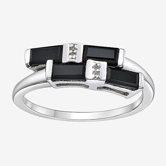 Womens Genuine Black Onyx Sterling Silver Cocktail Ring
