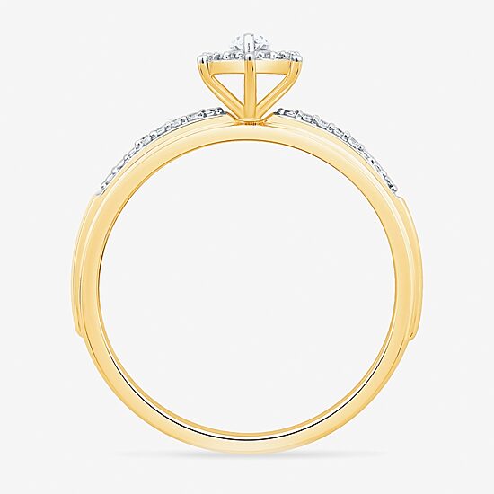 Womens 3/4 CT. T.W. Natural White Diamond 10K Two Tone Gold Marquise Side Stone Halo Bridal Set