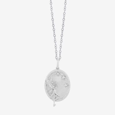 Enchanted Disney Fine Jewelry Womens 1/6 CT. T.W. Genuine White Mother Of Pearl Sterling Silver 18 Inch Pendant Necklace
