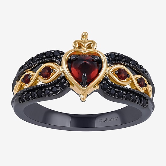 Enchanted Disney Fine Jewelry Villains Womens 1/5 CT. Genuine Red Garnet 14K Gold Over Silver Sterling Silver Evil Queen Cocktail Ring