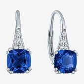 Gemstone Sterling Silver Cushion Drop Earrings