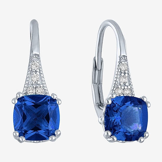 Gemstone Sterling Silver Cushion Drop Earrings