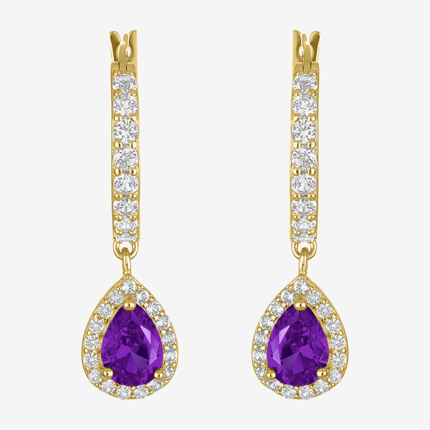 Lab Created Gemstone 14K Gold Over Silver Pear Drop Earrings