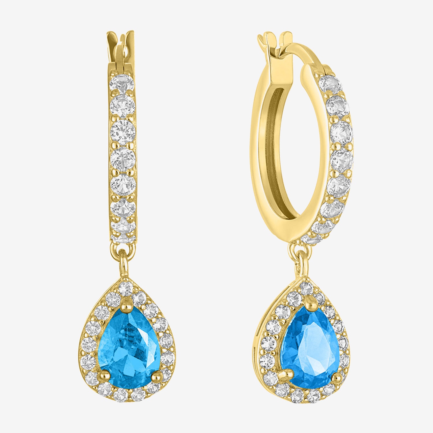 Lab Created Gemstone 14K Gold Over Silver Pear Drop Earrings