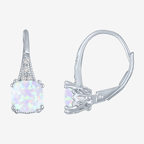 Gemstone Sterling Silver Cushion Drop Earrings