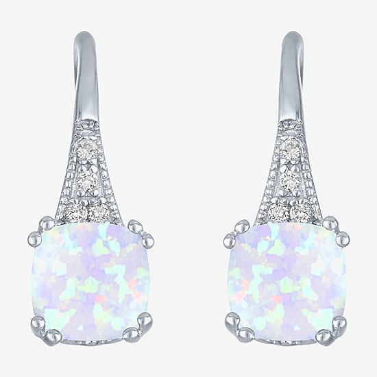 Gemstone Sterling Silver Cushion Drop Earrings