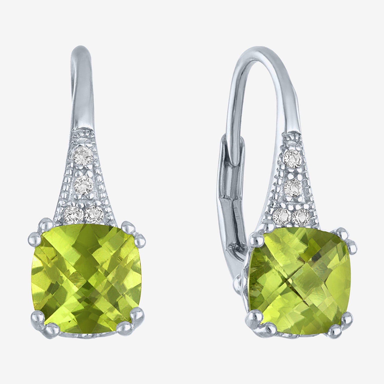 Gemstone Sterling Silver Cushion Drop Earrings
