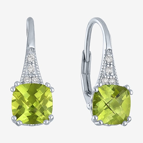 Gemstone Sterling Silver Cushion Drop Earrings