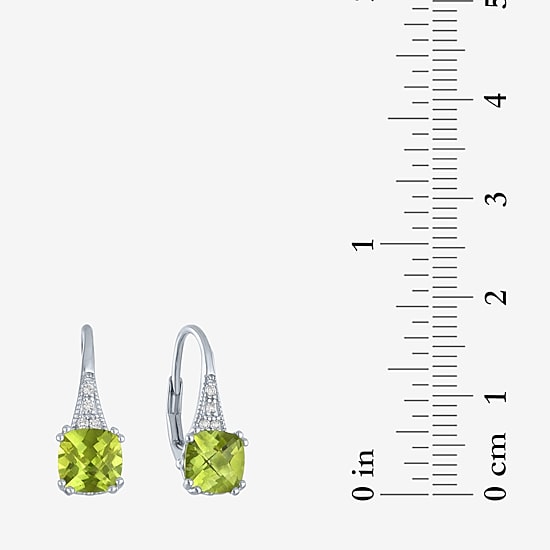 Gemstone Sterling Silver Cushion Drop Earrings