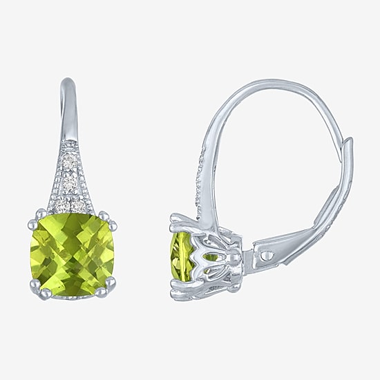 Gemstone Sterling Silver Cushion Drop Earrings