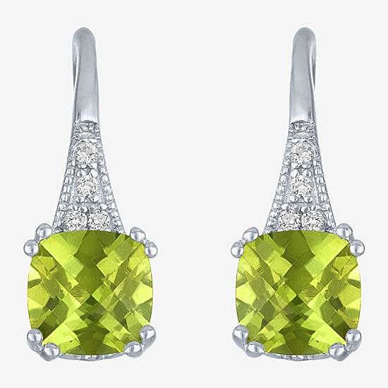 Gemstone Sterling Silver Cushion Drop Earrings