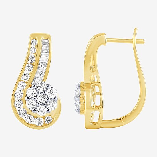Diamond Blossom (G / Si2) Womens 2 CT. T.W. Lab Grown White Diamond 10K Gold Flower Drop Earrings