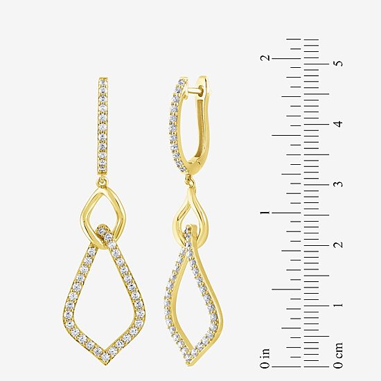 (G / Si2) Womens 1 CT. T.W. Lab Grown White Diamond 10K Gold Drop Earrings