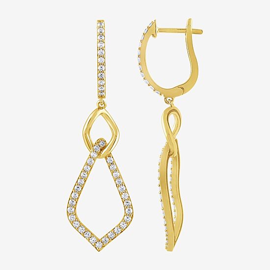 (G / Si2) Womens 1 CT. T.W. Lab Grown White Diamond 10K Gold Drop Earrings