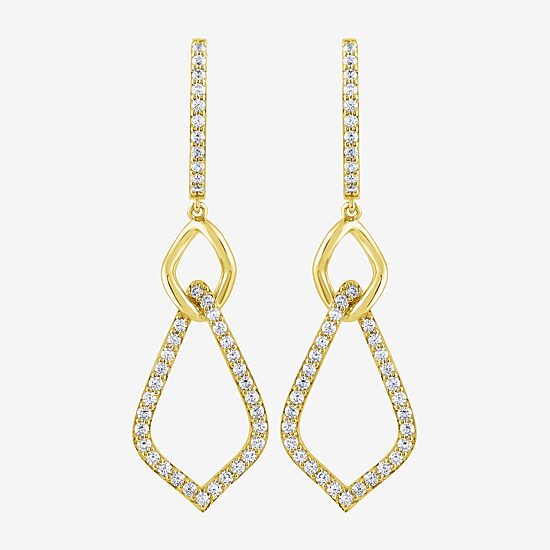 (G / Si2) Womens 1 CT. T.W. Lab Grown White Diamond 10K Gold Drop Earrings
