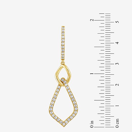 (G / Si2) Womens 1 CT. T.W. Lab Grown White Diamond 10K Gold Drop Earrings