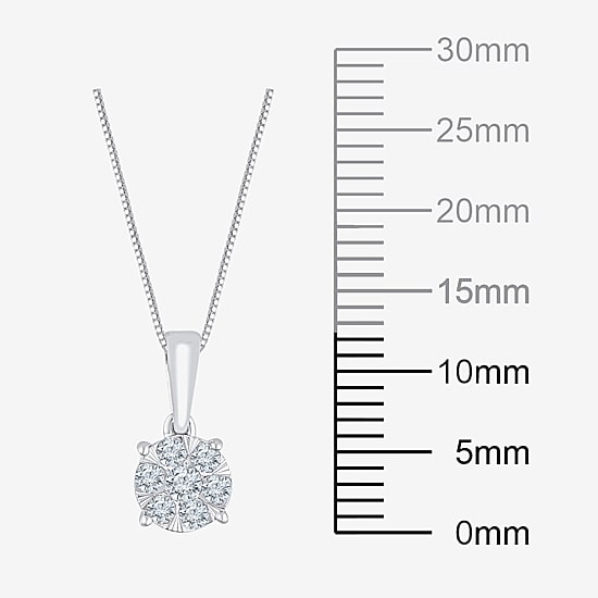 Diamond Blossom Womens 1/4 CT. T.W. Natural White Diamond 10K Gold Round 18 Inch Pendant Necklace