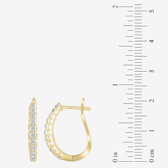 (H-I / I1) Womens 1/2 CT. T.W. Natural White Diamond 10K Gold 20.1mm Hoop Earrings