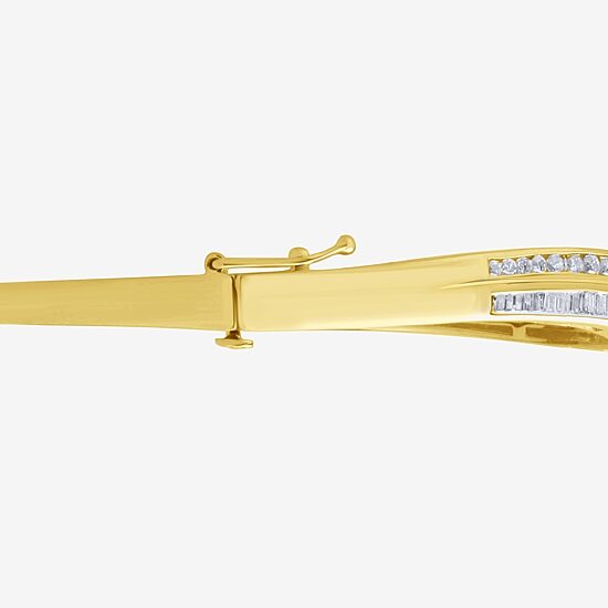 Diamond Blossom (G / Si2) Womens 2 CT. T.W. Lab Grown White Diamond 10K Gold Flower Bangle Bracelet