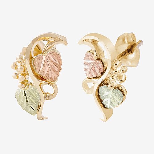 Black Hills Gold Leaf Post Earrings, 10K/12K Go ld