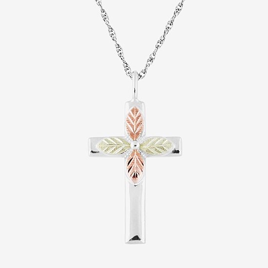 Womens Sterling Silver Cross 18 Inch Pendant Necklace