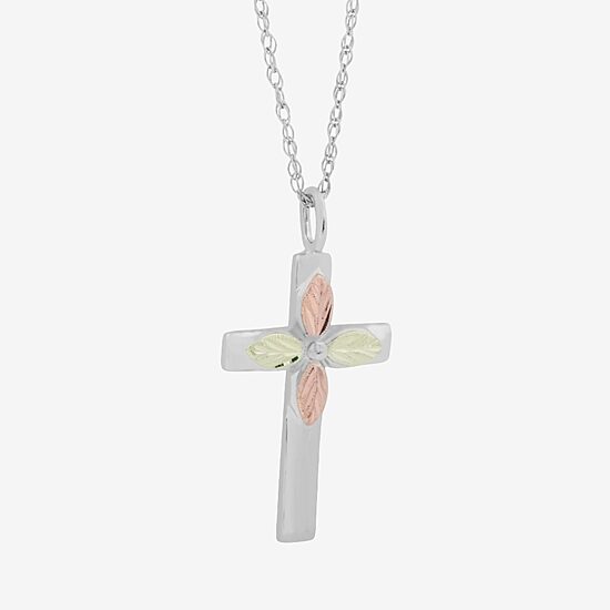 Womens Sterling Silver Cross 18 Inch Pendant Necklace