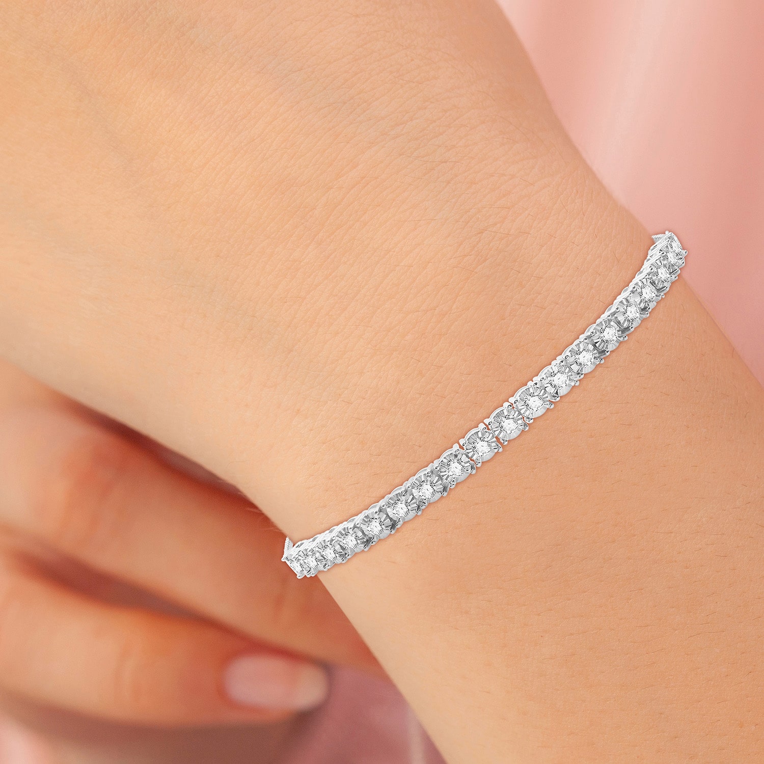 (G/ Si1-Si2) Womens 1 CT. T.W. Lab Grown Diamond Sterling Silver Bolo Bracelet