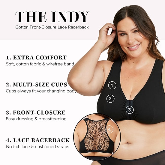 Leading Lady The Indy- Cotton Front Close Lace Racerback Bra- 138